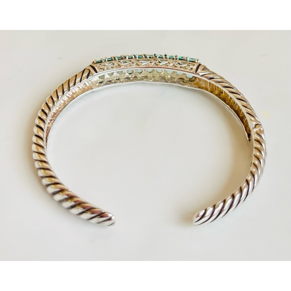 Blue CZ Cubic Zirconia and Silver Cuff Bracelet - Picture 3 of 6
